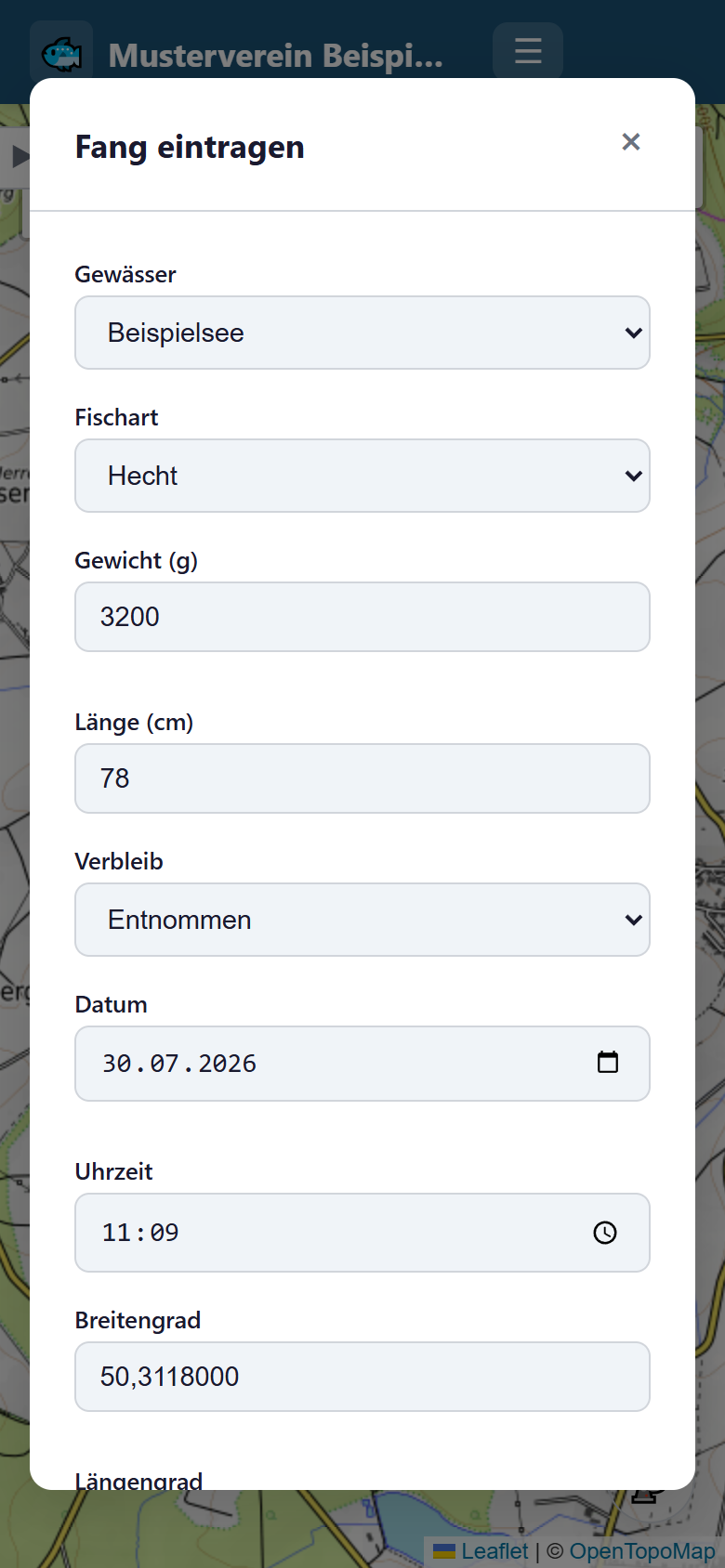 FishZone auf dem Handy – Fang eintragen